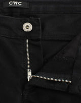 Elegantes jeans negros de pierna recta