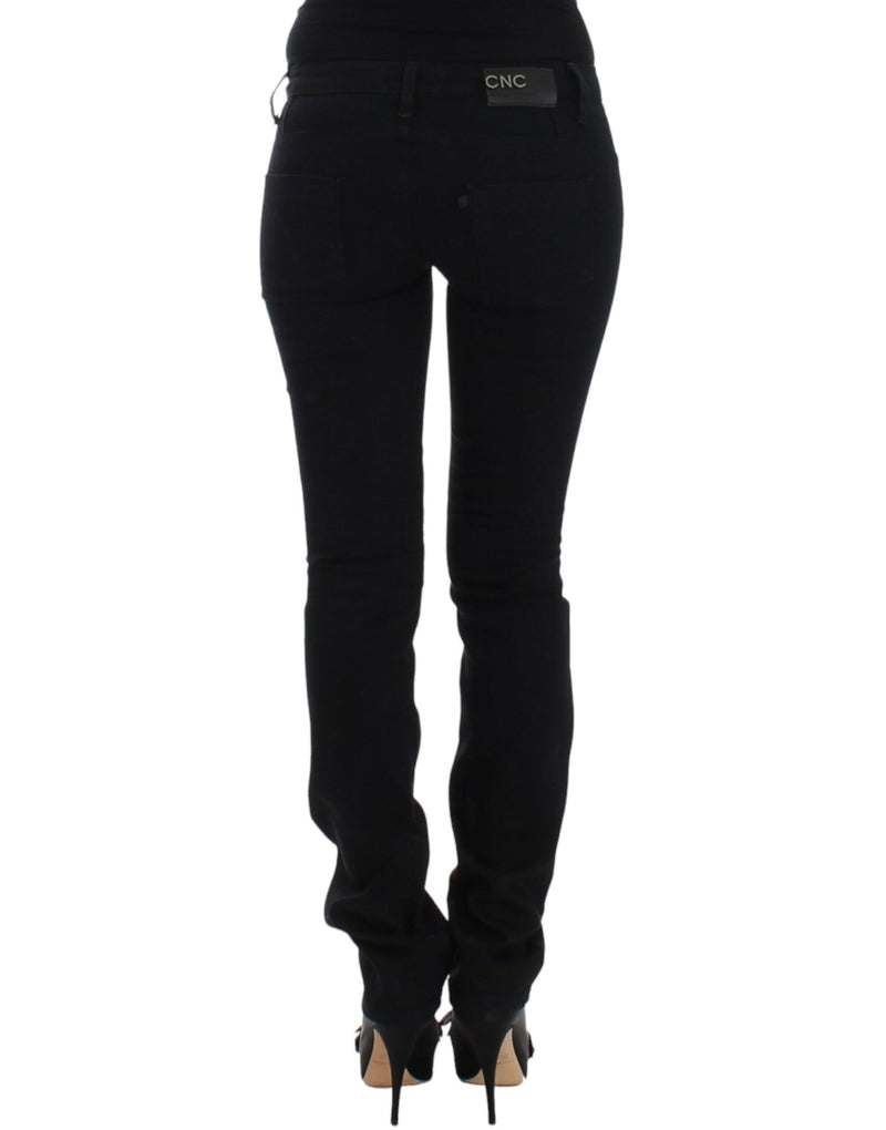 Elegantes jeans negros de pierna recta