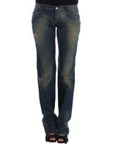 Jeans en denim bleu droit de jambe droite chic