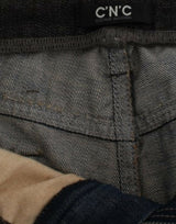 Jeans de mezclilla azul de pierna recta elegante