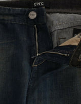 Jeans en denim bleu droit de jambe droite chic