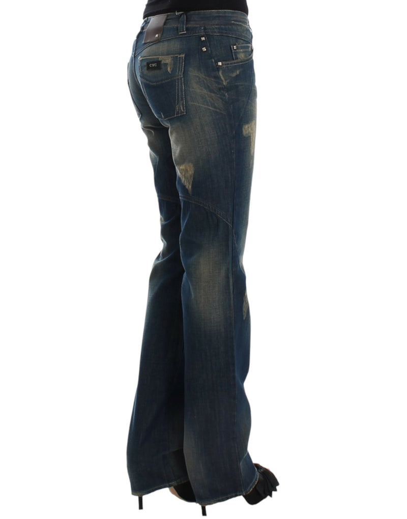 Jeans en denim bleu droit de jambe droite chic