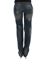 Jeans en denim bleu droit de jambe droite chic