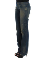 Jeans en denim bleu droit de jambe droite chic