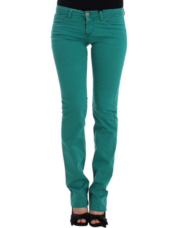 Jeans chic gamba dritta verde per stile sofisticato