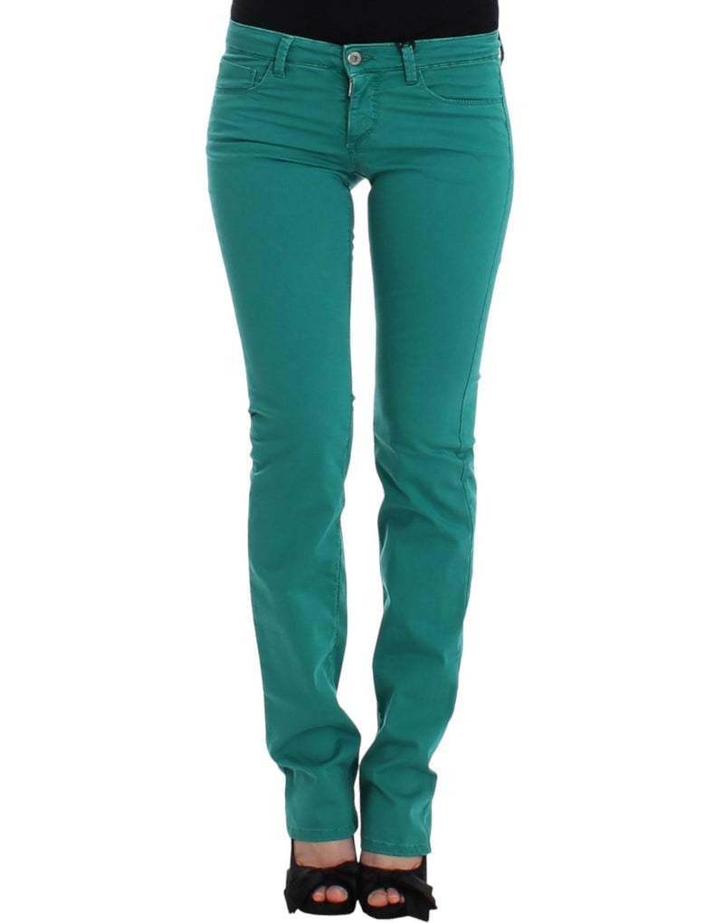 Jeans chic gamba dritta verde per stile sofisticato