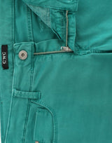 Jeans chic gamba dritta verde per stile sofisticato