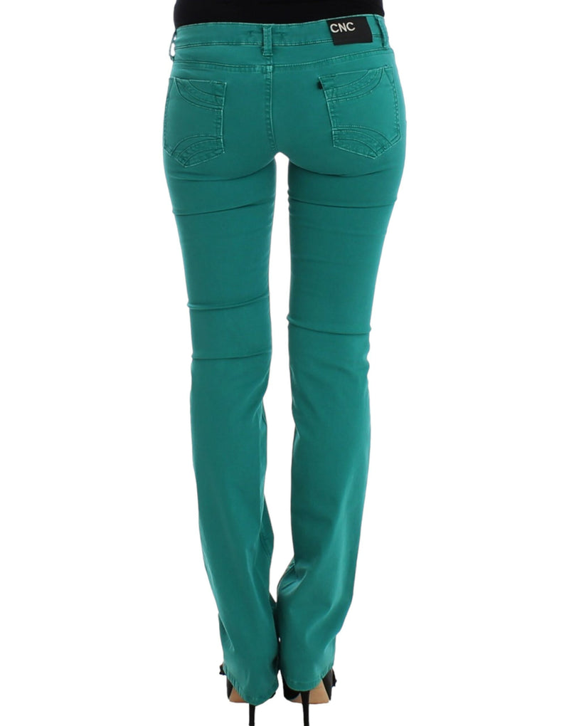 Jeans chic gamba dritta verde per stile sofisticato