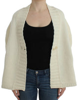 Elegante ibrido di Cape-Cardigan White a maglia