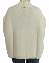 Elegante ibrido di Cape-Cardigan White a maglia