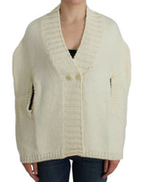 Elegante ibrido di Cape-Cardigan White a maglia