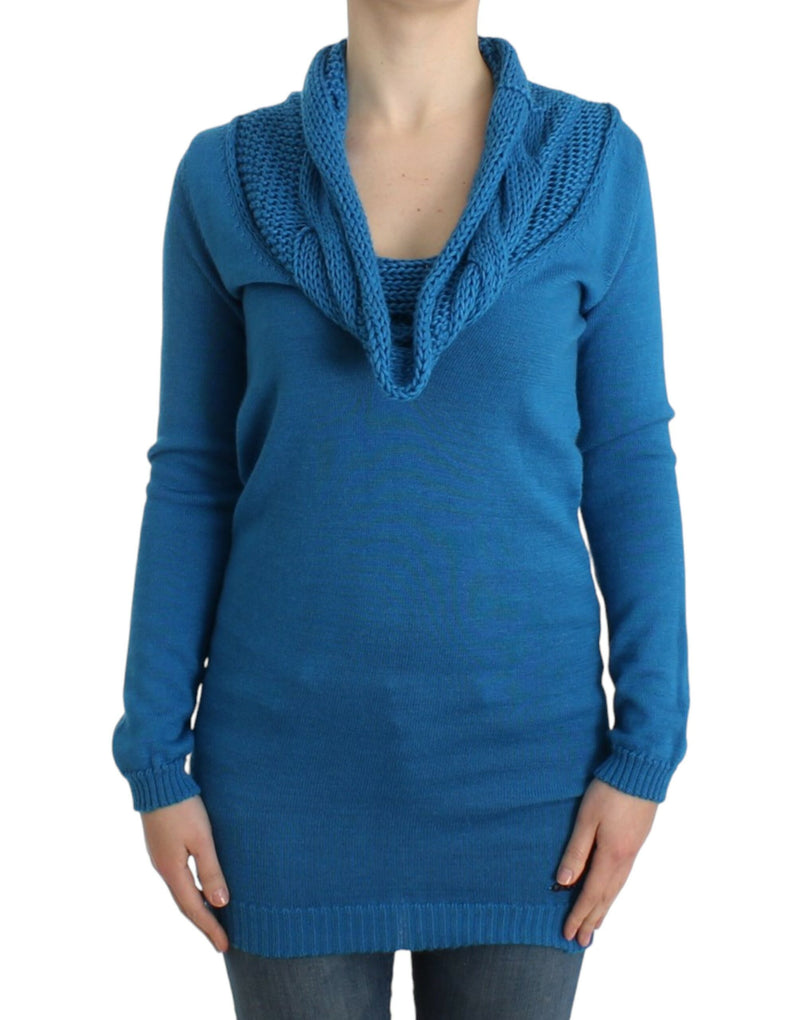 Chic Blue Scoop Neck Strickpullover