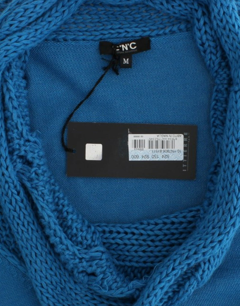 Chic Blue Scoop Neck Strickpullover