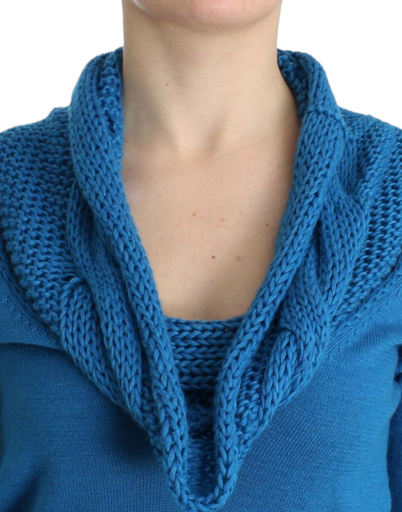 Chic Blue Scoop Neck Strickpullover