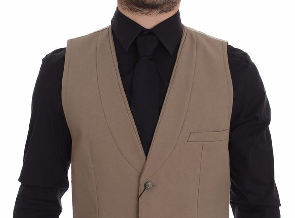 Élégant gilet de robe en coton beige - Slim Fit