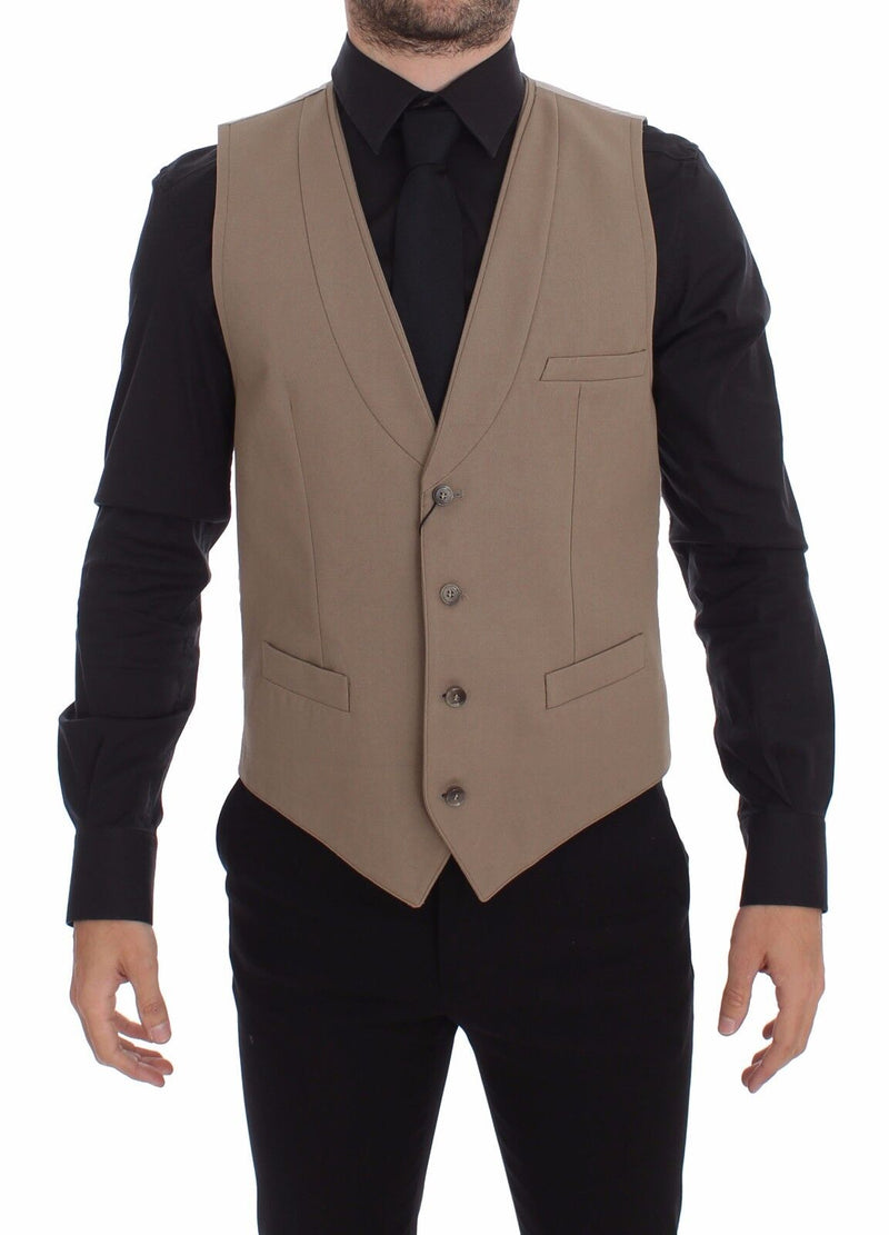 Eleganter beige Baumwollkleidweste - Slim Fit