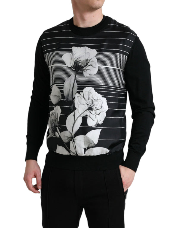 Κομψό Floral Print Crew Neck πουλόβερ