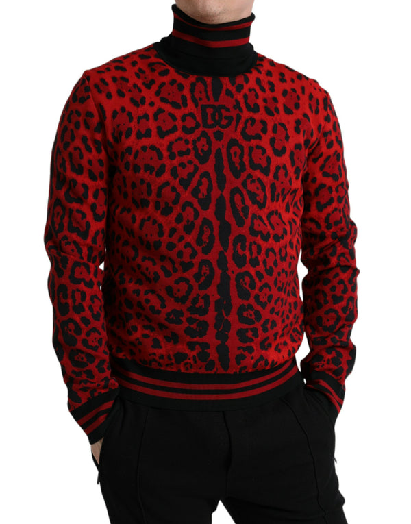 Eleganter Leoparden -Rollkragenpullover