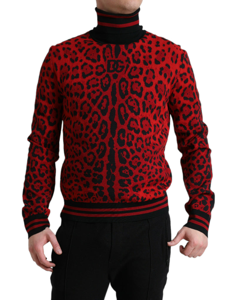 Elegante maglione di dolcevita leopardo