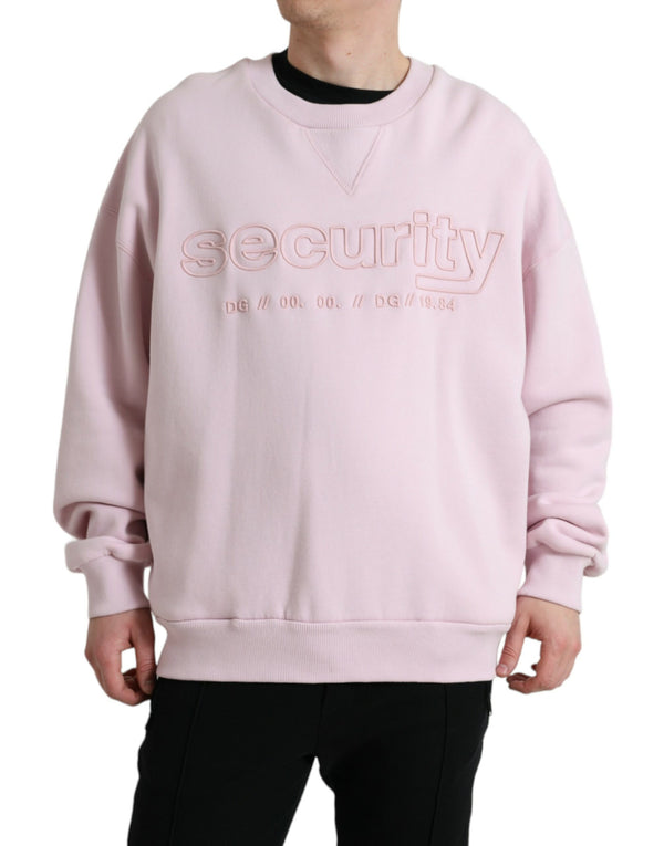 Elegante maglione logo del collo dell'equipaggio rosa