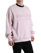 Elegante maglione logo del collo dell'equipaggio rosa