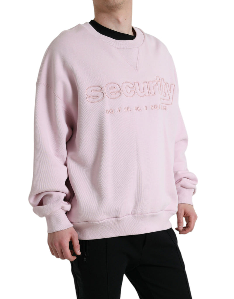 Eleganter rosa Crew Neck -Logo -Pullover