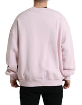 Elegante maglione logo del collo dell'equipaggio rosa