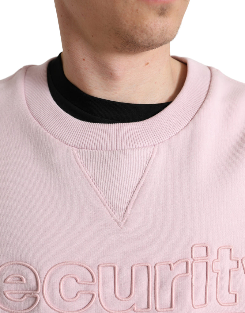 Elegante maglione logo del collo dell'equipaggio rosa