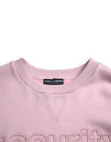 Elegante maglione logo del collo dell'equipaggio rosa