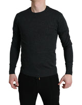 Eleganter grauer Wollpullover -Pullover