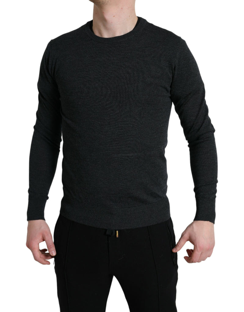 Eleganter grauer Wollpullover -Pullover