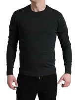 Eleganter grauer Wollpullover -Pullover