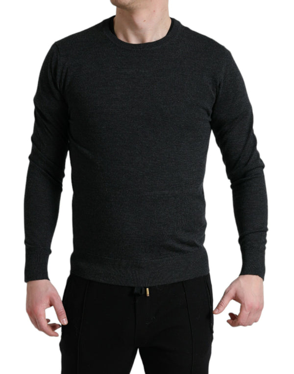 Elegante maglione pullover di lana grigia