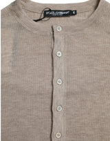 Eleganter beige Henley Cashmere Pullover