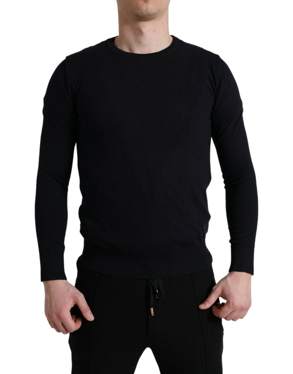 Elegante maglione pullover di cotone blu