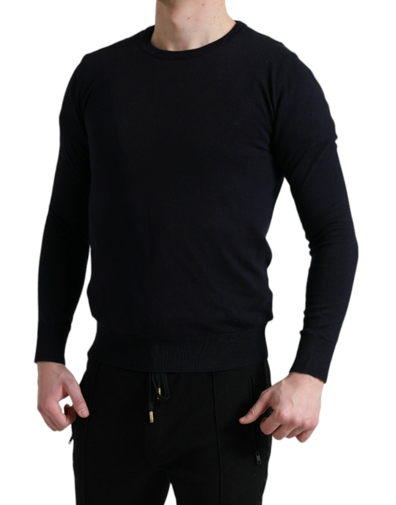 Elegante maglione pullover di cotone blu