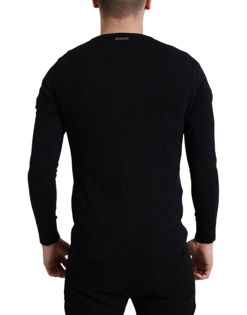 Eleganter blauer Baumwollpullover -Pullover