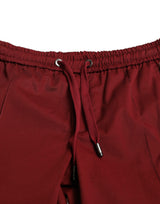 Maroon Cotton Stretch Jogger Hosen