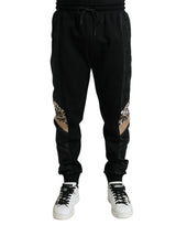 Eleganti pantaloni da jogger leopardo neri