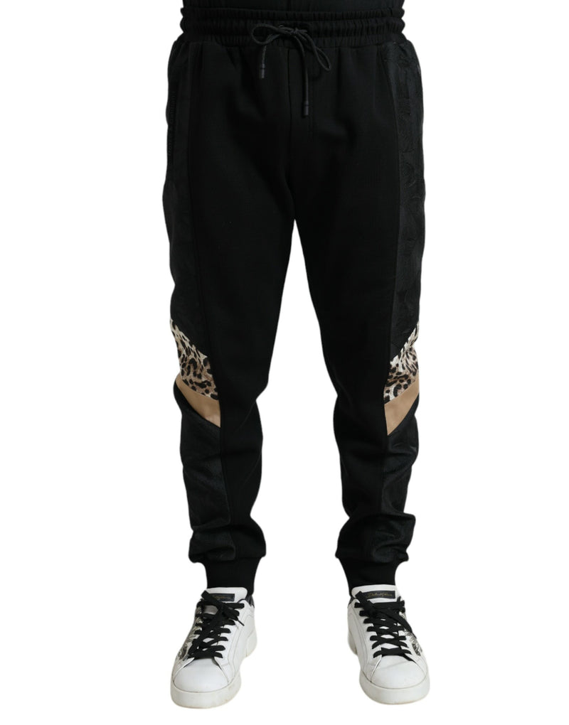 Elegantes pantalones de jogger de leopardo negro