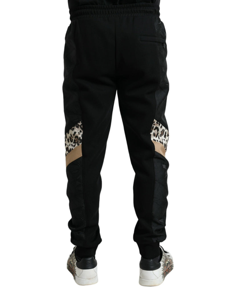 Elegante schwarze Leopard -Joggerhose