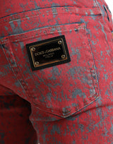 Jean denim skinny de teinture à cravate rouge