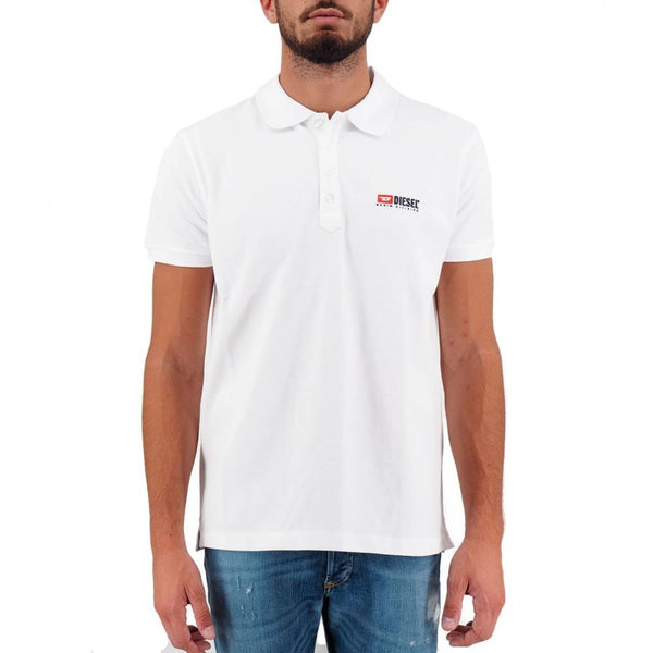 Elegante polo di cotone bianco con logo contrasto