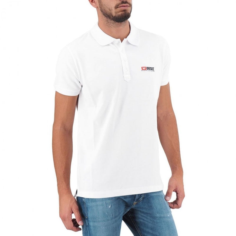 Elegante polo di cotone bianco con logo contrasto