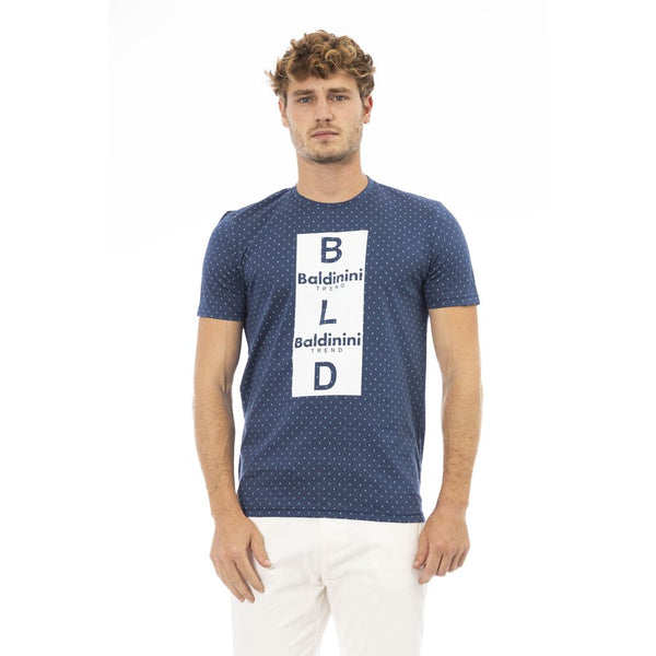 T-shirt en coton bleu élégant avec imprimé avant chic