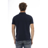 Blue Cotton Men Polo