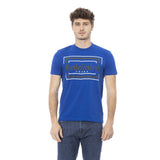 TEE de algodón azul elegante con elegante estampado delantero