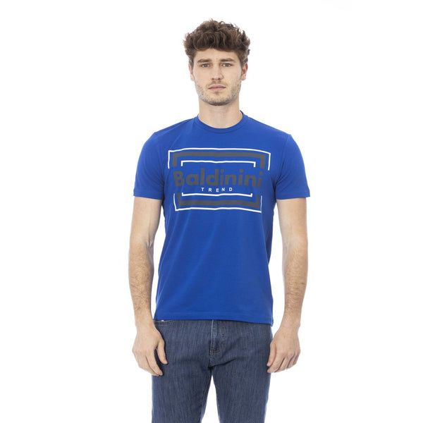 TEE de algodón azul elegante con elegante estampado delantero