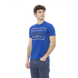 Chic Blue Cotton T -Shirt mit elegantem Frontdruck