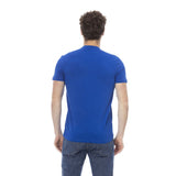 Chic Blue Cotton T -Shirt mit elegantem Frontdruck